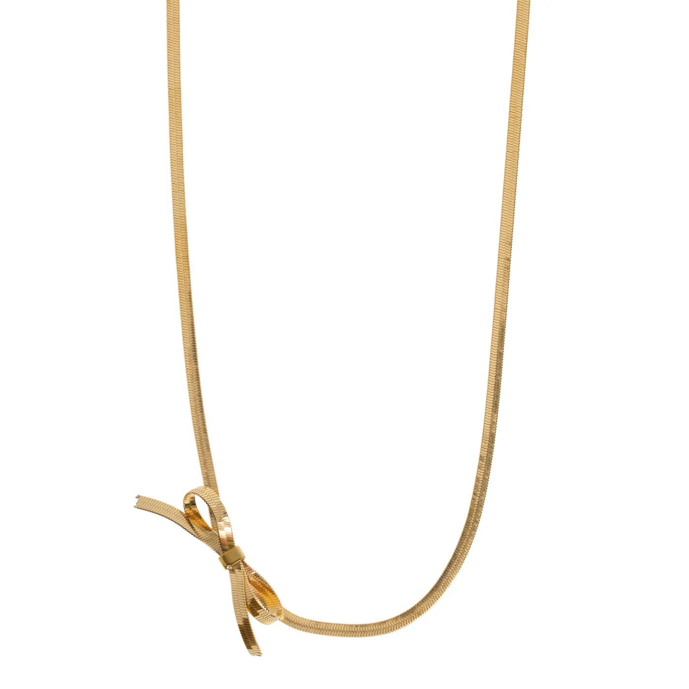 Bow Snake Chain Halsband & ĂrhĂ€ngen GĂ„voset Rostfritt StĂ„l Guld - Image 3