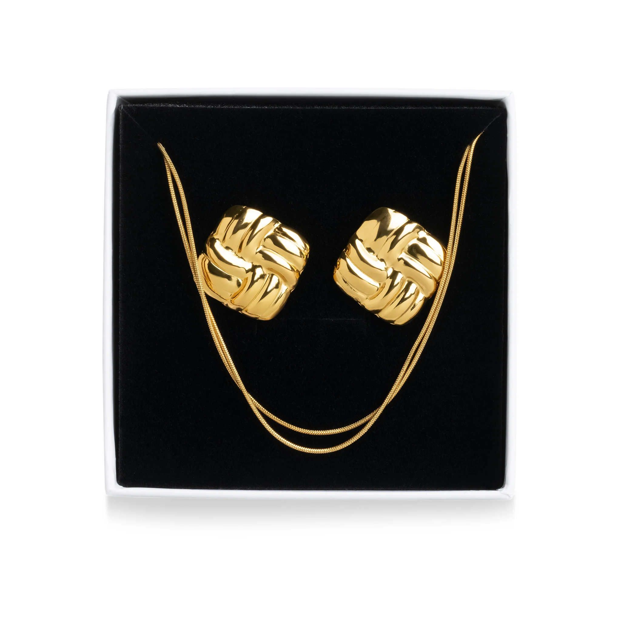 Classy Necklace & Earrings Set Stainless Steel