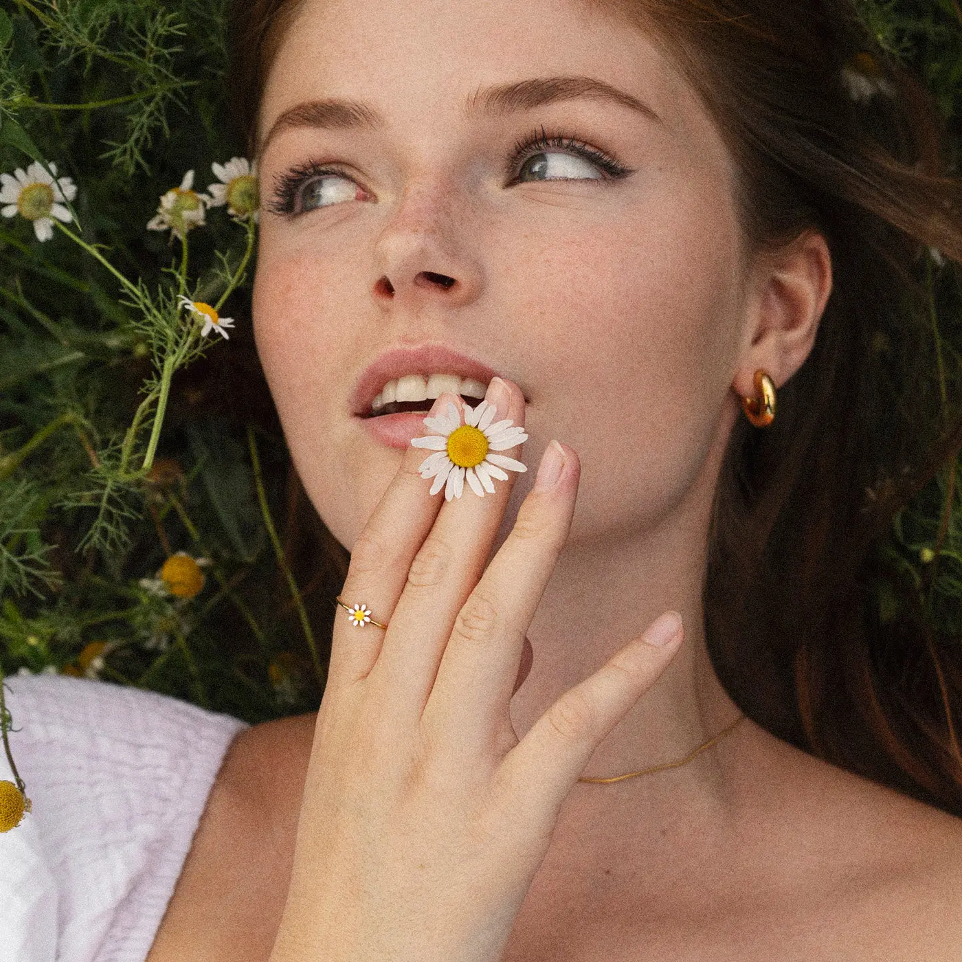 Doris - Daisy Flower Emalj Ring Rostfritt StÄl - Image 3