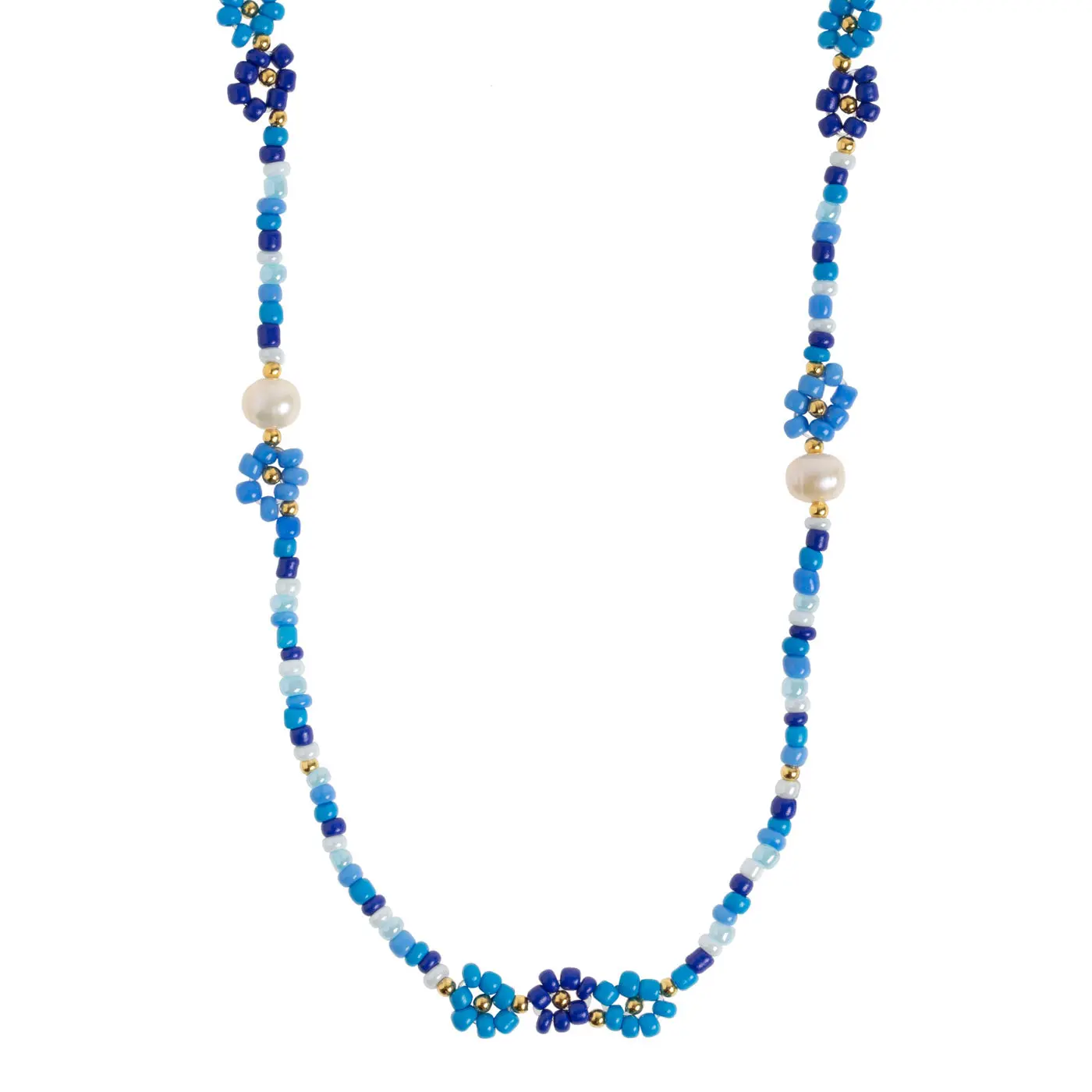 Elsa - Halsband med BlÄ PÀrlor och Blommor
