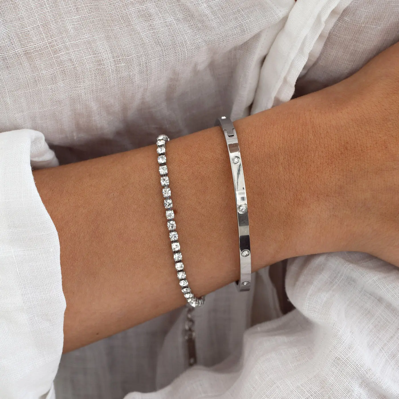 Fay - Stelt Armband med Kristaller Rostfritt StÄl - Image 2