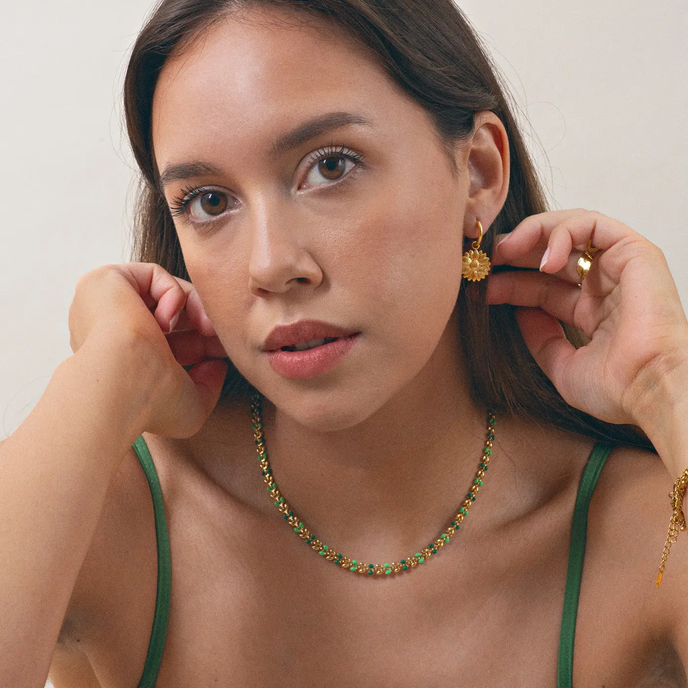 Fleur - Emalj Wheat Chain Halsband Rostfritt Seel - Image 2