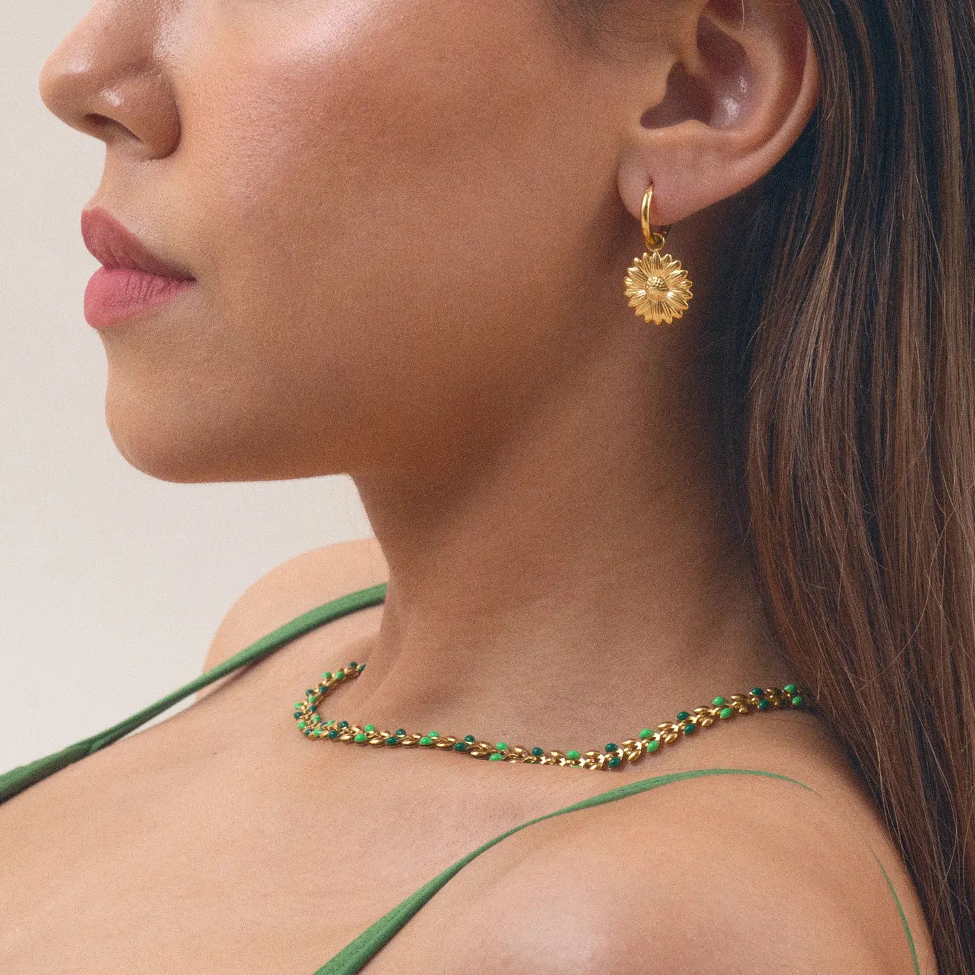 Fleur - Emalj Wheat Chain Halsband Rostfritt Seel - Image 4