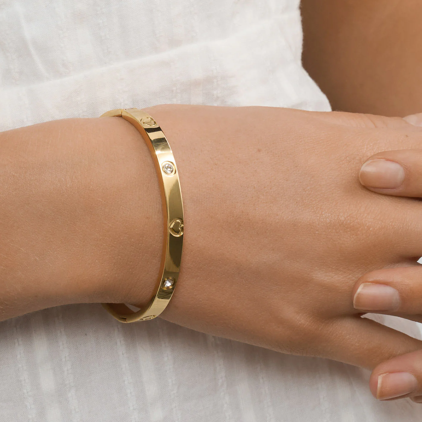 Gia - Bangle Armband Hjärta & Kristall Rostfritt Stål - Image 3