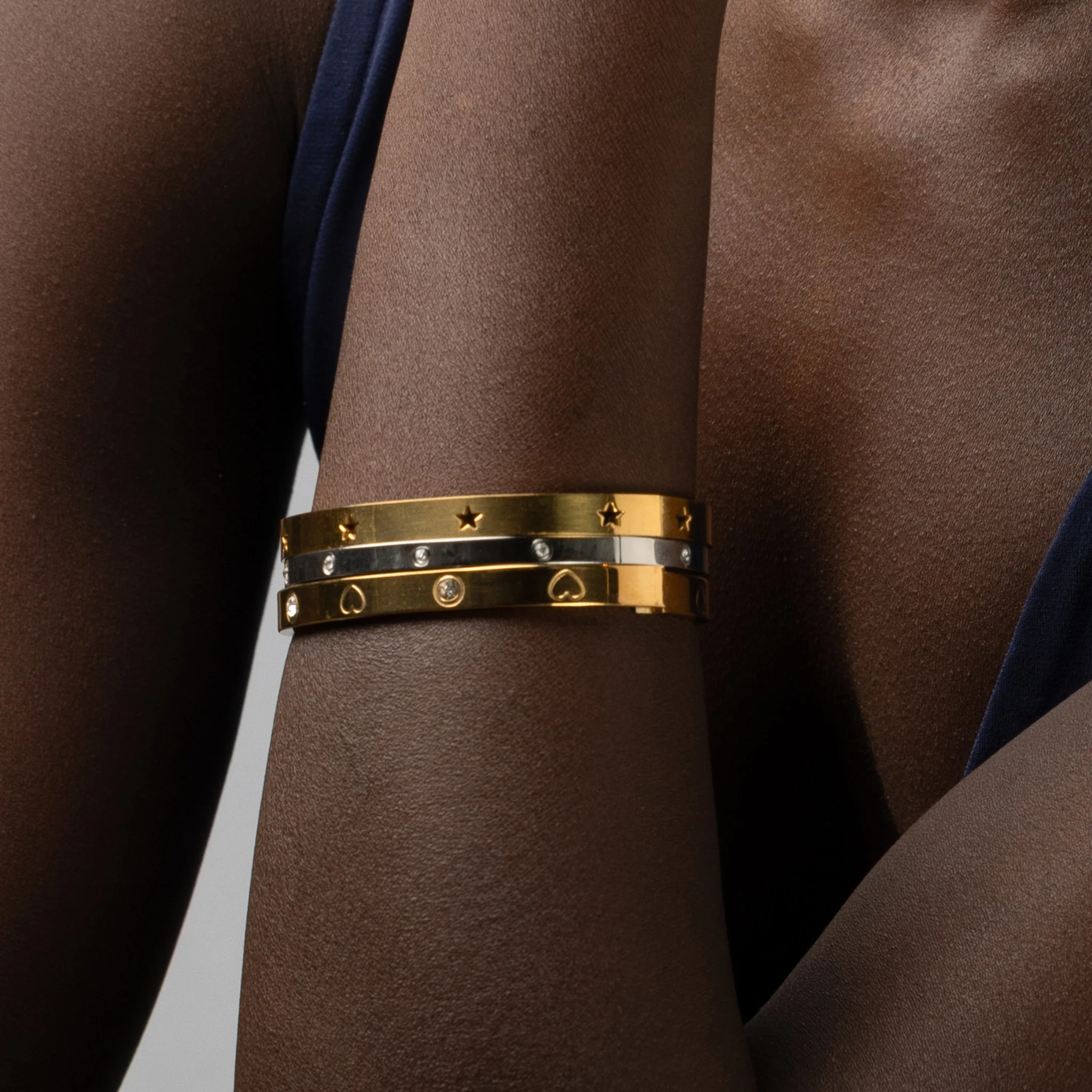 Gia - Bangle Armband Hjärta & Kristall Rostfritt Stål - Image 4