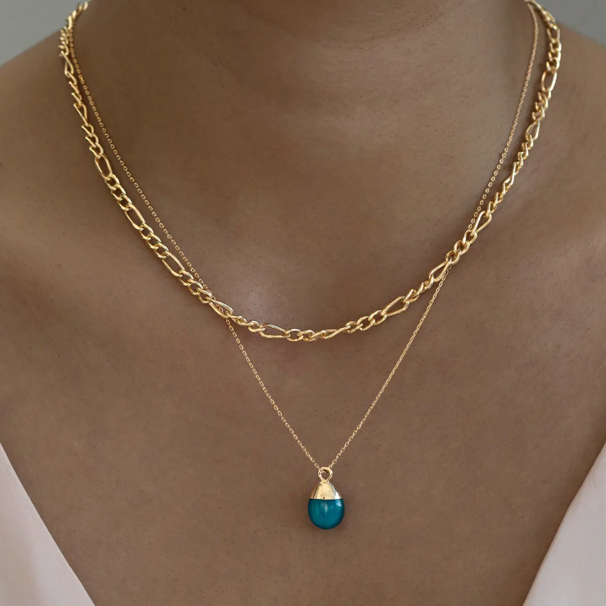 Halvädelsten i Guld Halsband - Image 11