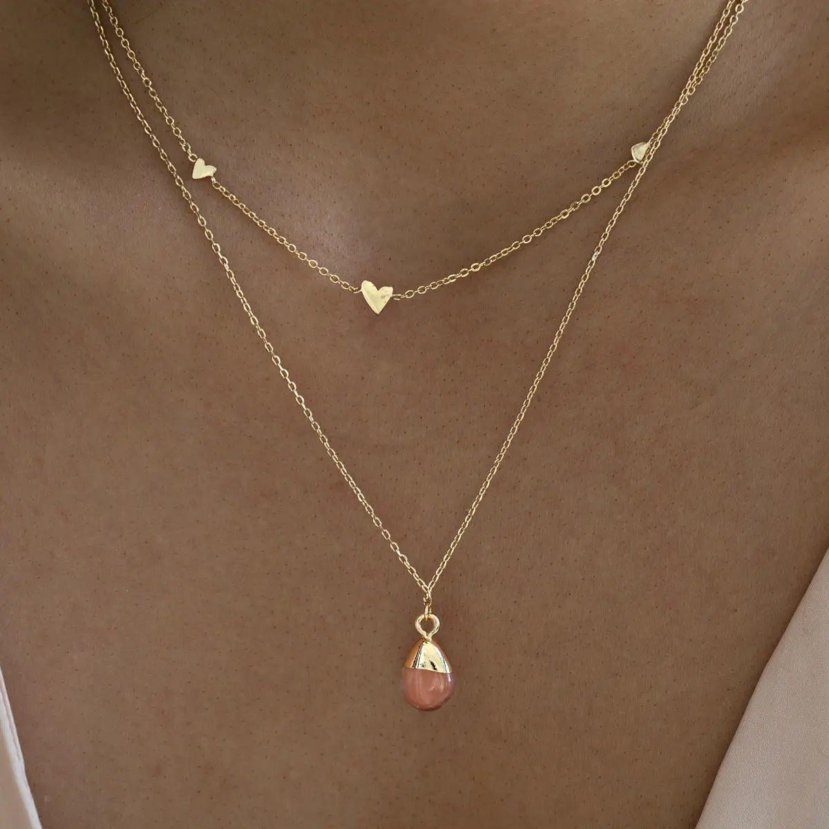 Halvädelsten i Guld Halsband - Image 14