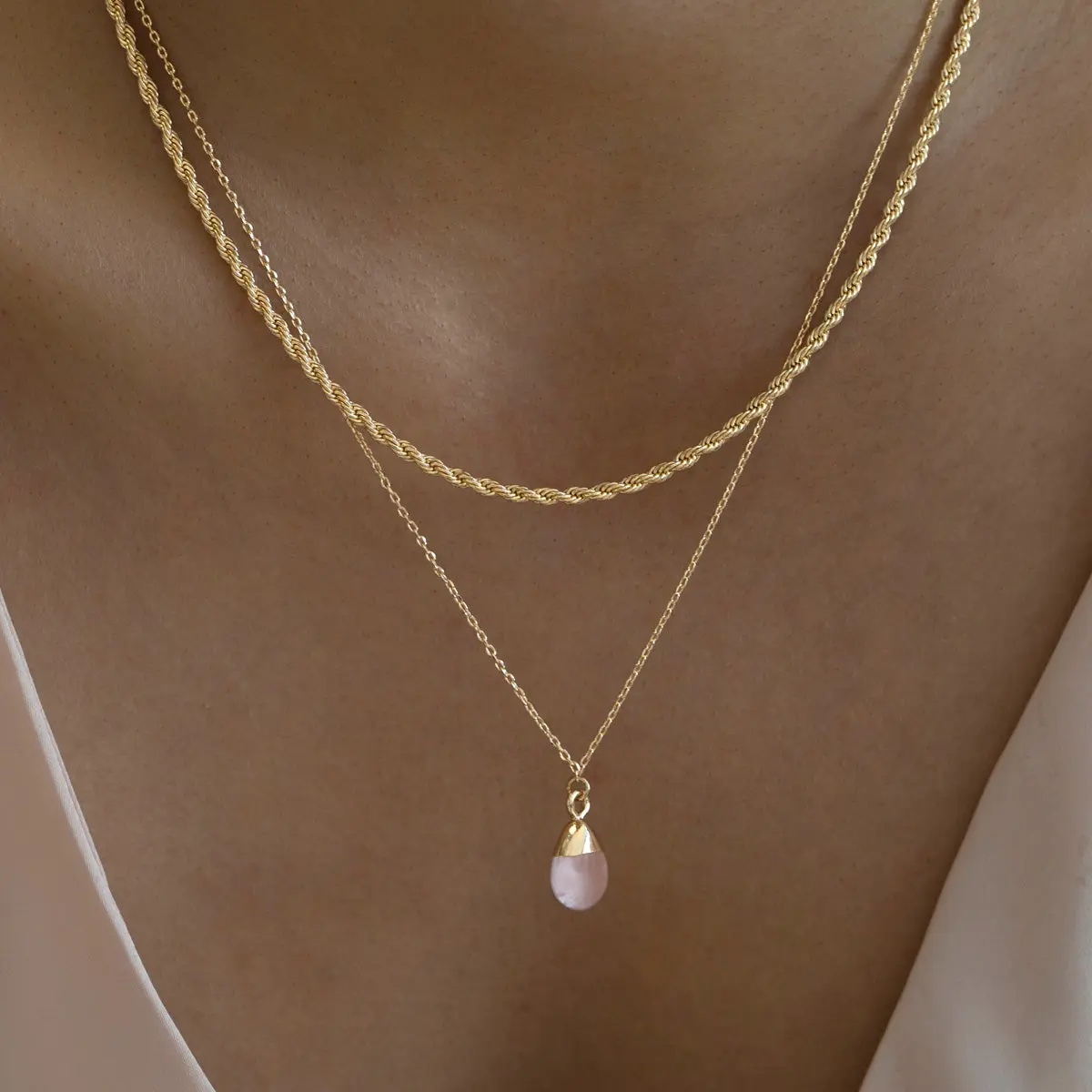 Halvädelsten i Guld Halsband - Image 17