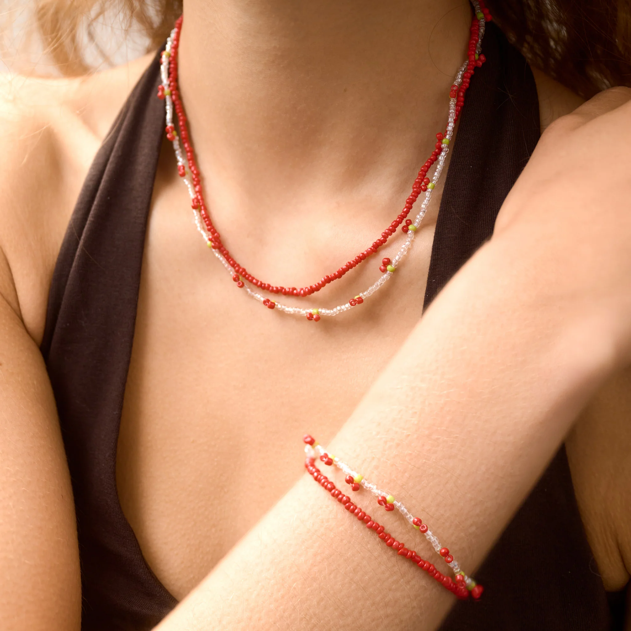Leonie - Pärlhalsband Körsbär Dubbelt - Image 3