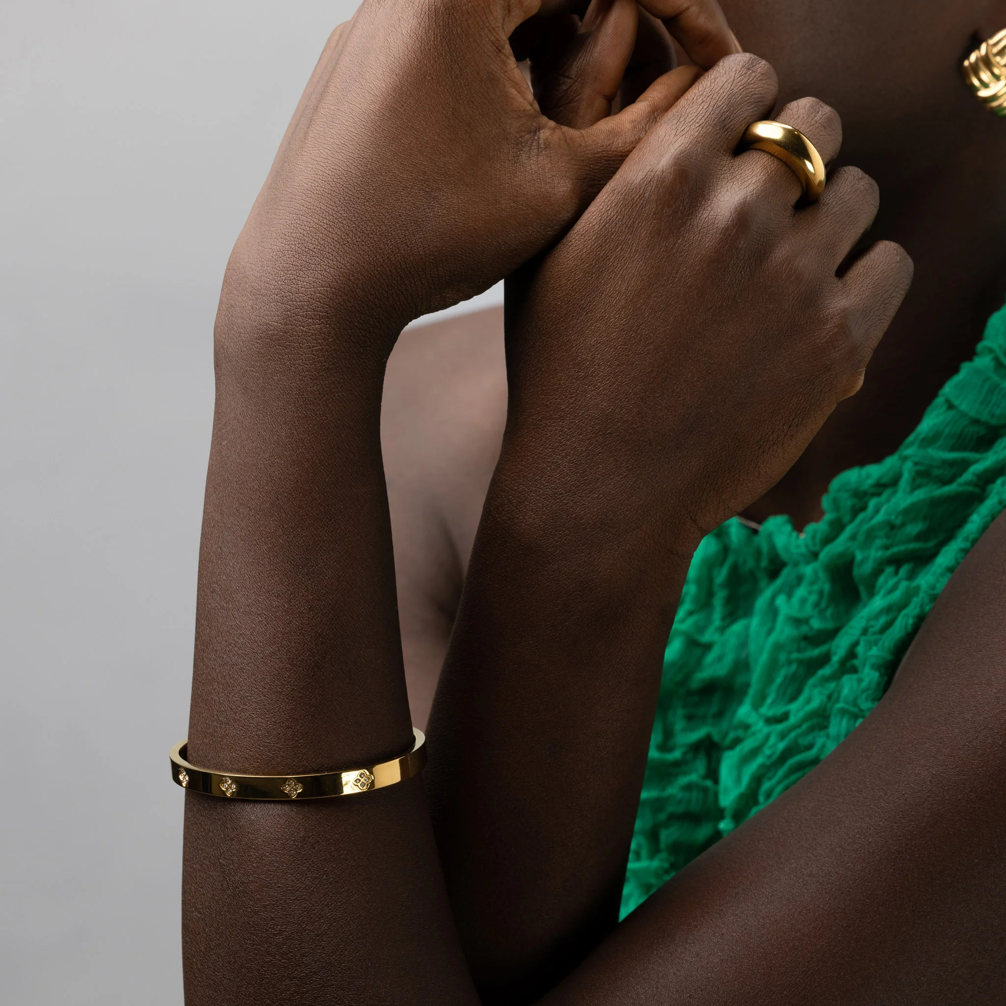 Liv - Bangle Armband Kristall & Klöver Rostfritt Stål  - Image 4