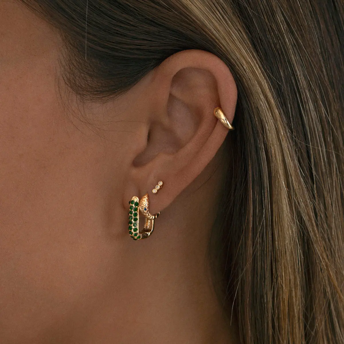 Minimalistiska Crystal Trio Stud örhängen - Image 5