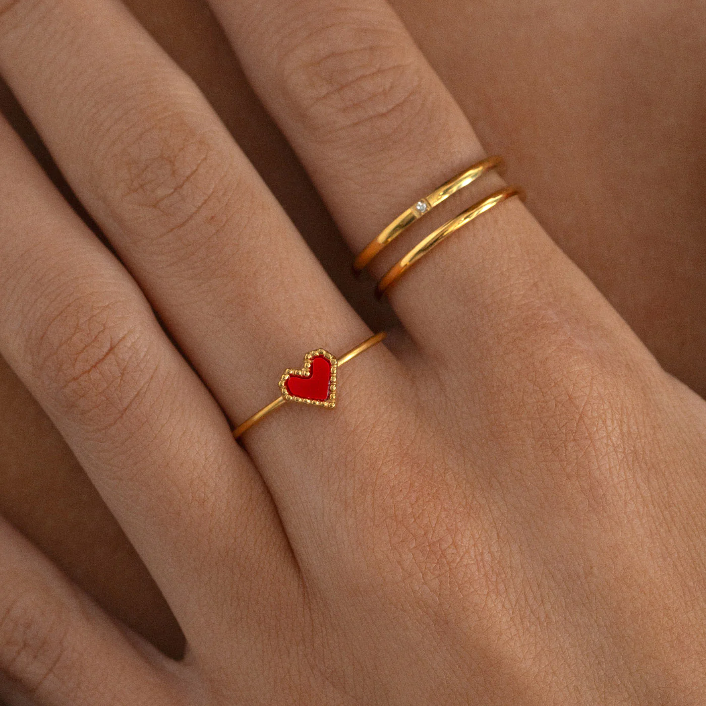 Sarah - Ring ĂrhĂ€ngen och Halsband med HjĂ€rta GĂ„voset Rostfritt StĂ„l Guld - Image 9