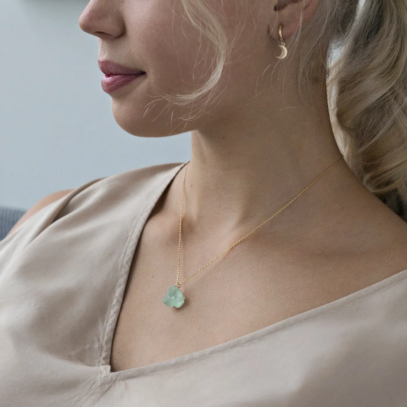 Halvädelsten Set med Halsband och Örhängen  - Image 4
