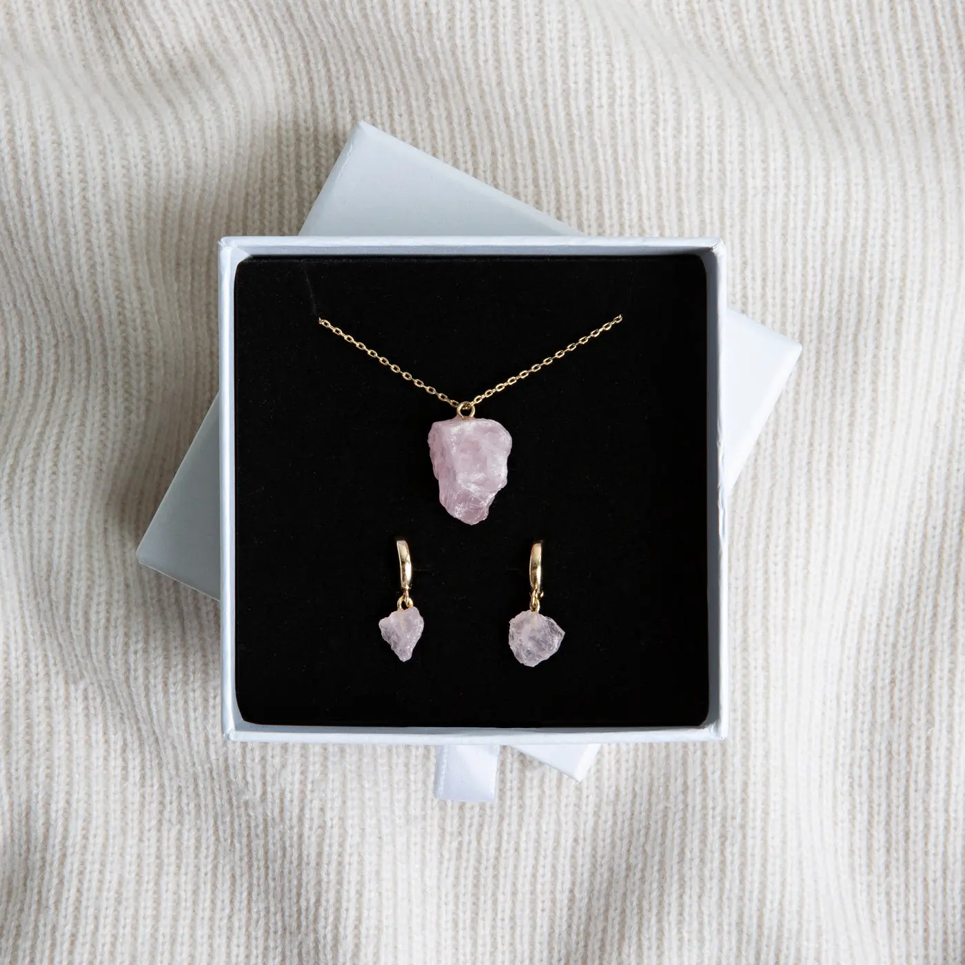 Halvädelsten Set med Halsband och Örhängen  - Image 7