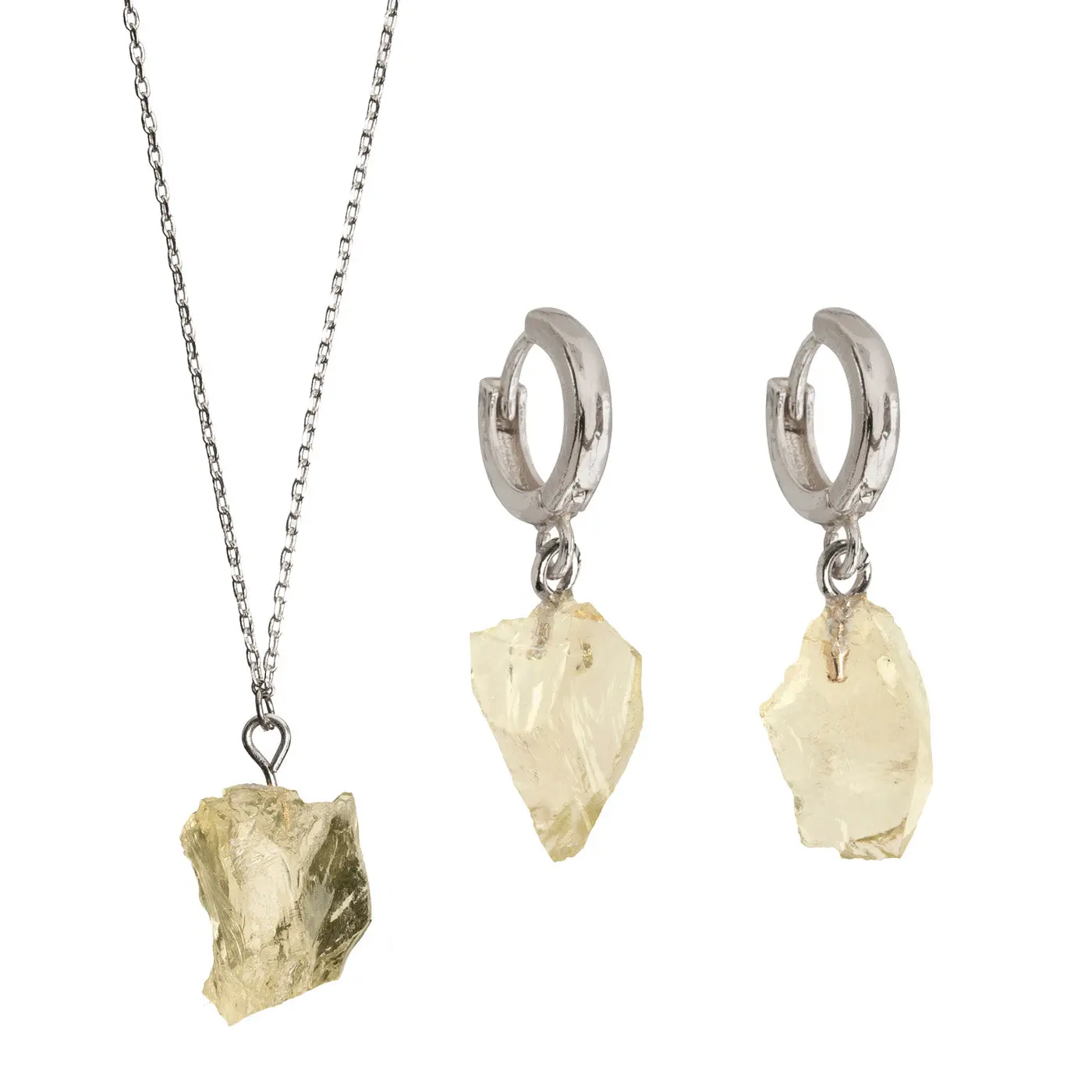 Halvädelstensset med halsband och örhängen - Silver - Image 12