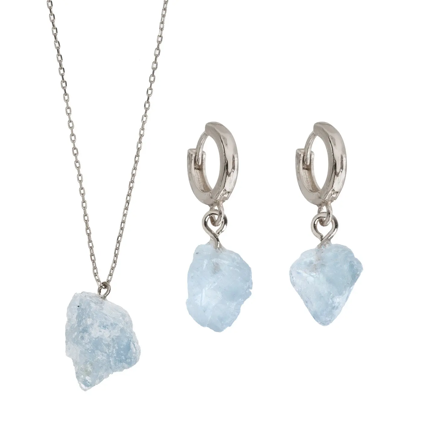 Halvädelstensset med halsband och örhängen - Silver - Image 15