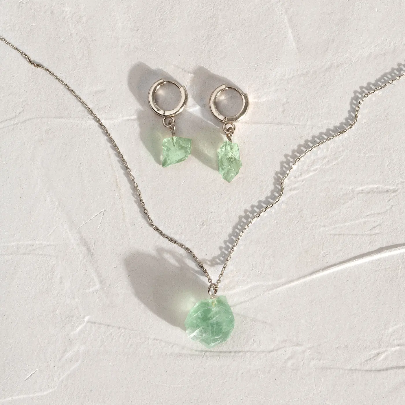 Halvädelstensset med halsband och örhängen - Silver - Image 6