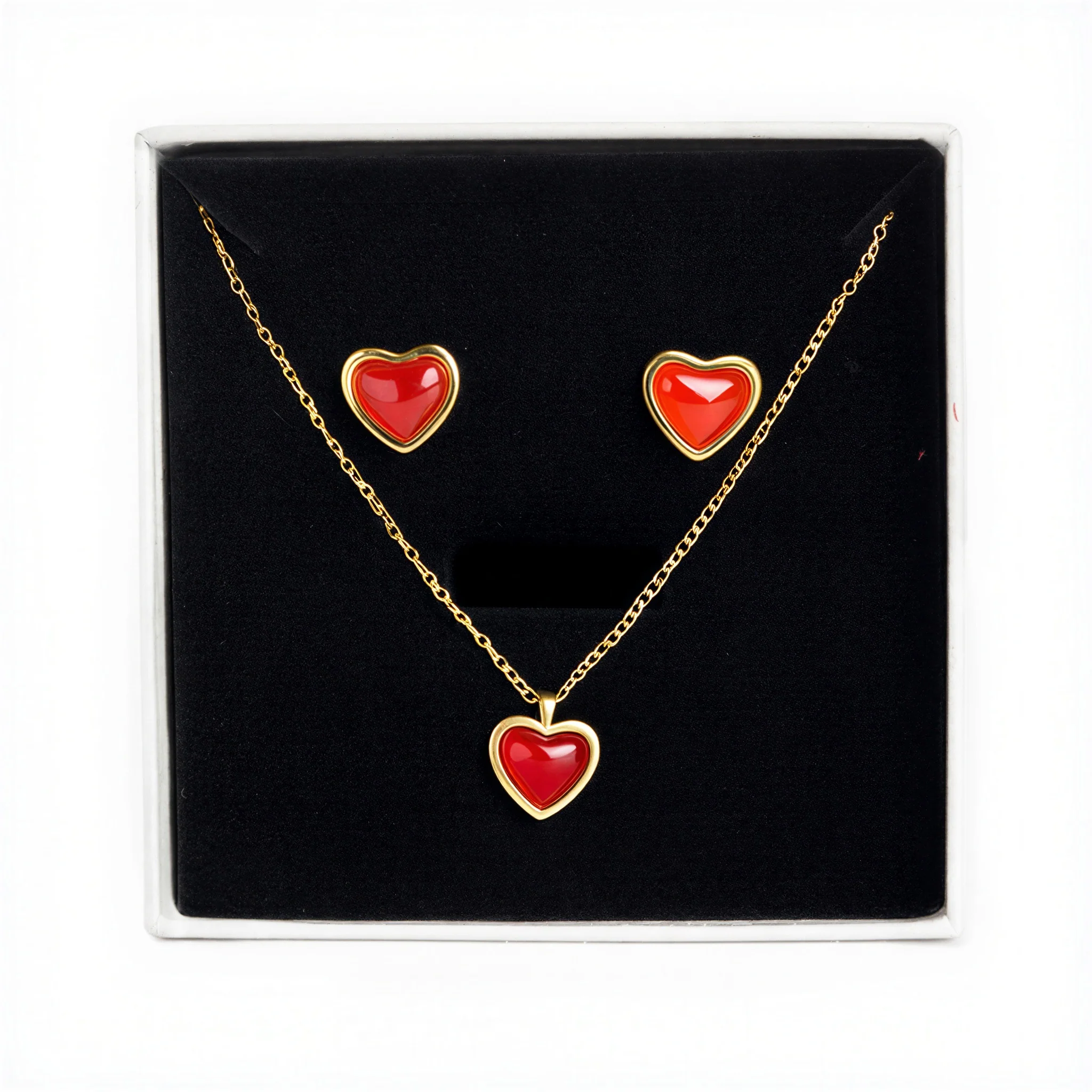 Sonja Smyckeset HjĂ€rta Halsband & ĂrhĂ€ngen Rostfritt StĂ„l