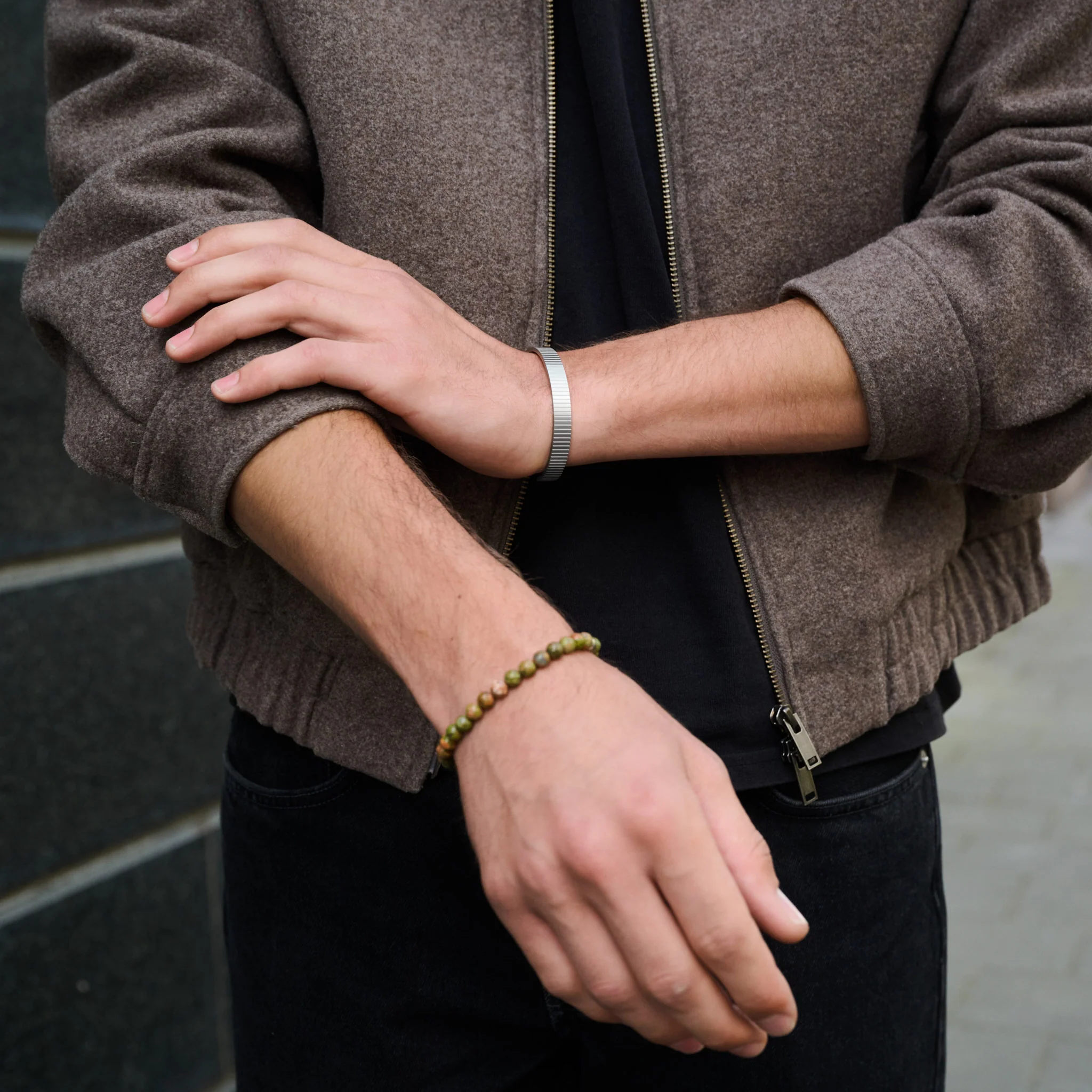 Tage - Ribbad Bangle Armband Rostfritt Stål - Image 4